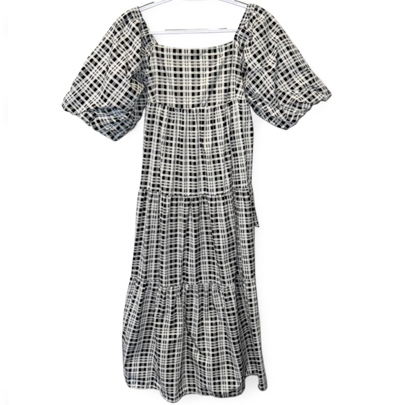 Faithfull The Brand 100% Cotton Plaid Smocked Maxi Dress Cottagecore S - Picture 11 of 13